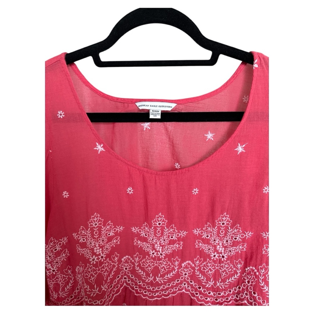 American Eagle Outfitters Boho Coral color Embroidery/ fringe detail sz Medium - Picture 2 of 5